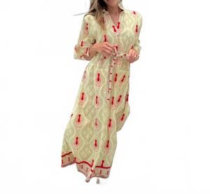 NEW ISLAPAYAL cape midi dress in ikat sand